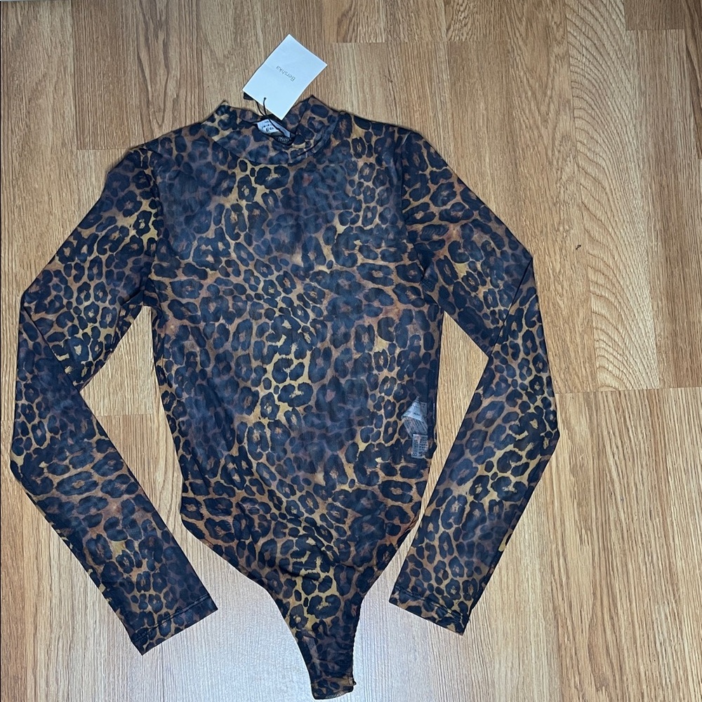 Bershka Animal Print Long Sleeve Bodysuit